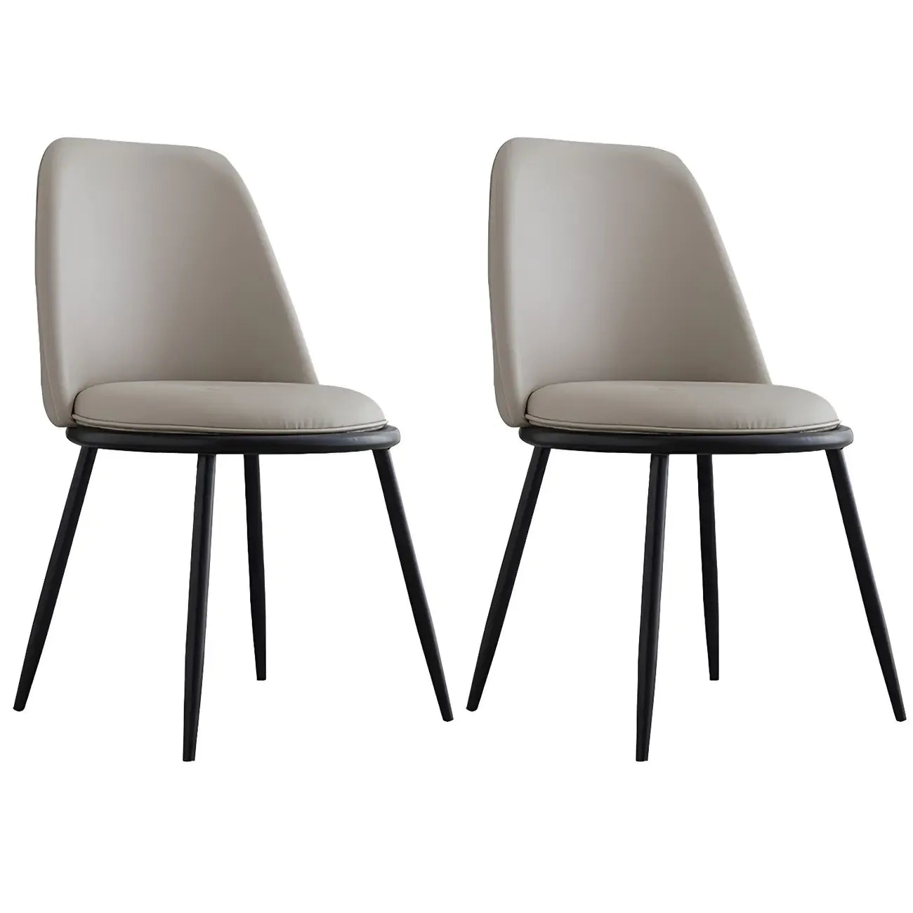Glam Scandinavian Leather Armless Dining Chairs Metal Frame