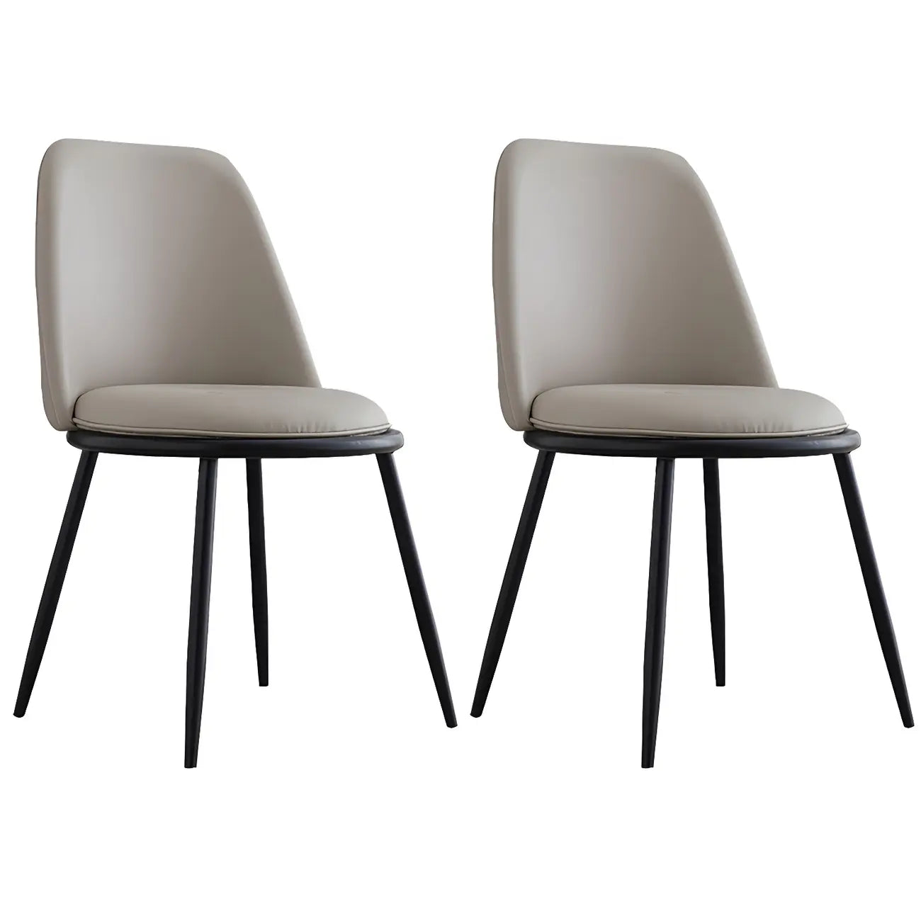 Glam Scandinavian Leather Armless Dining Chairs Metal Frame