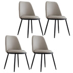 Glam Scandinavian Leather Armless Dining Chairs Metal Frame