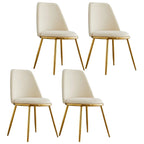 Glam Scandinavian Leather Armless Dining Chairs Metal Frame
