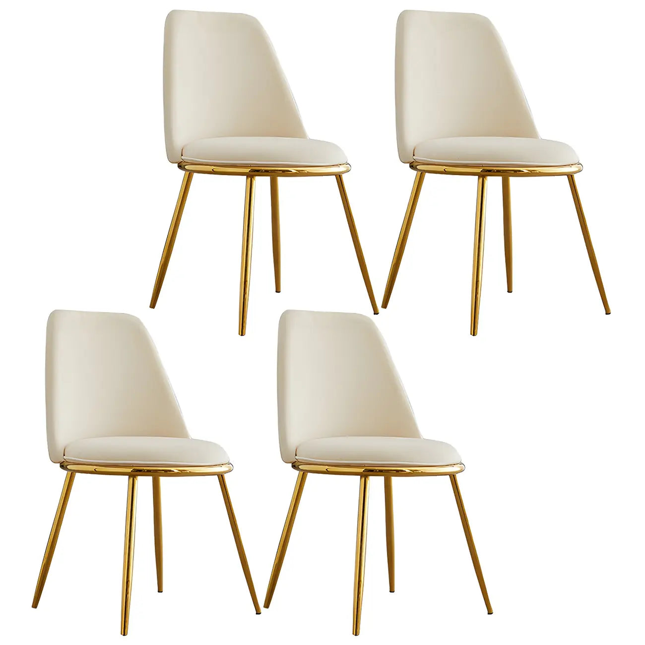 Glam Scandinavian Leather Armless Dining Chairs Metal Frame