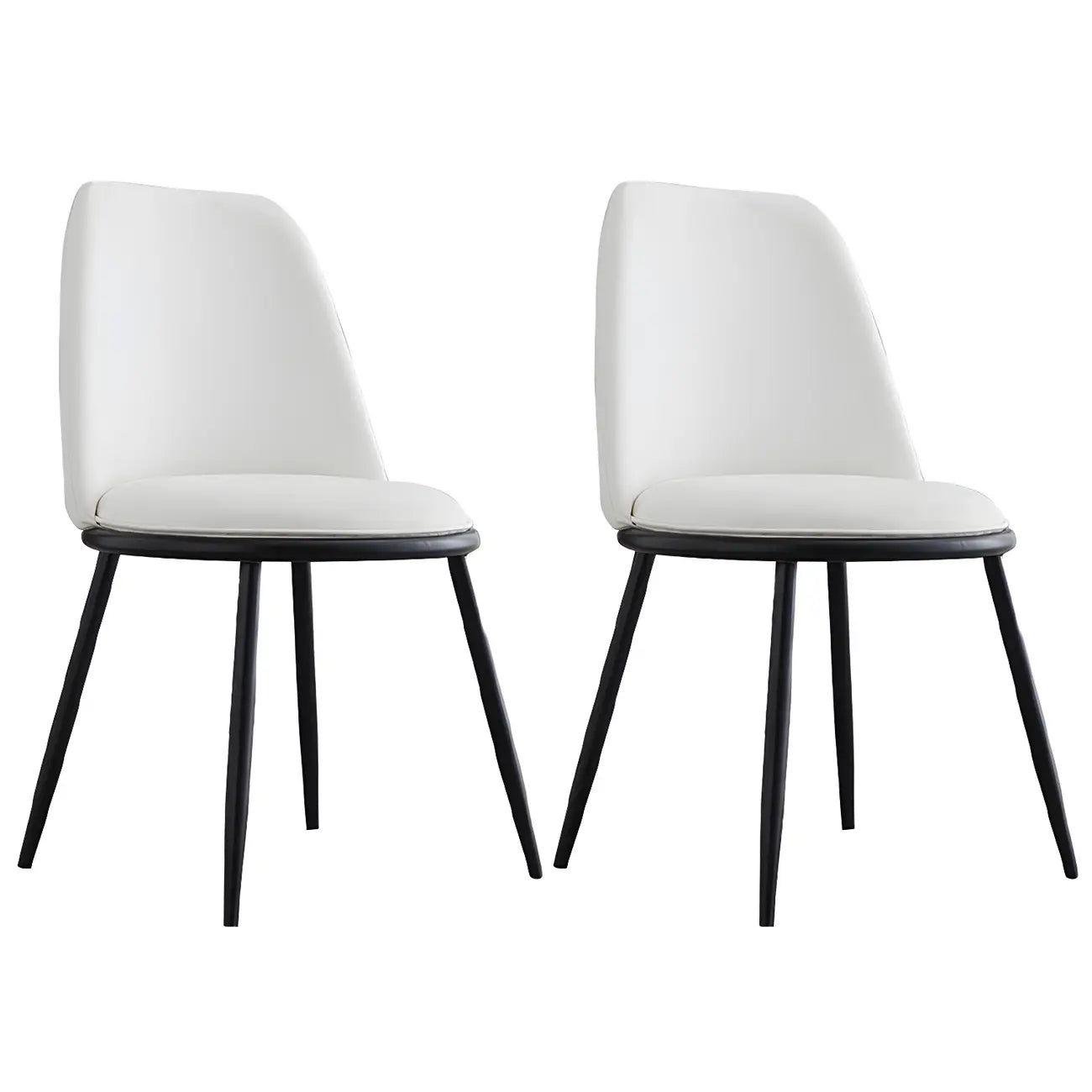 Glam Scandinavian Leather Armless Dining Chairs Metal Frame