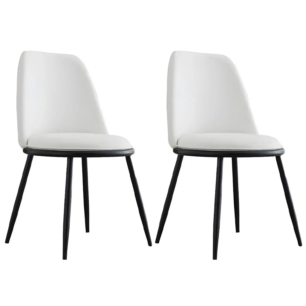 Glam Scandinavian Leather Armless Dining Chairs Metal Frame
