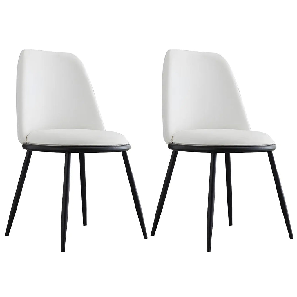 Glam Scandinavian Leather Armless Dining Chairs Metal Frame