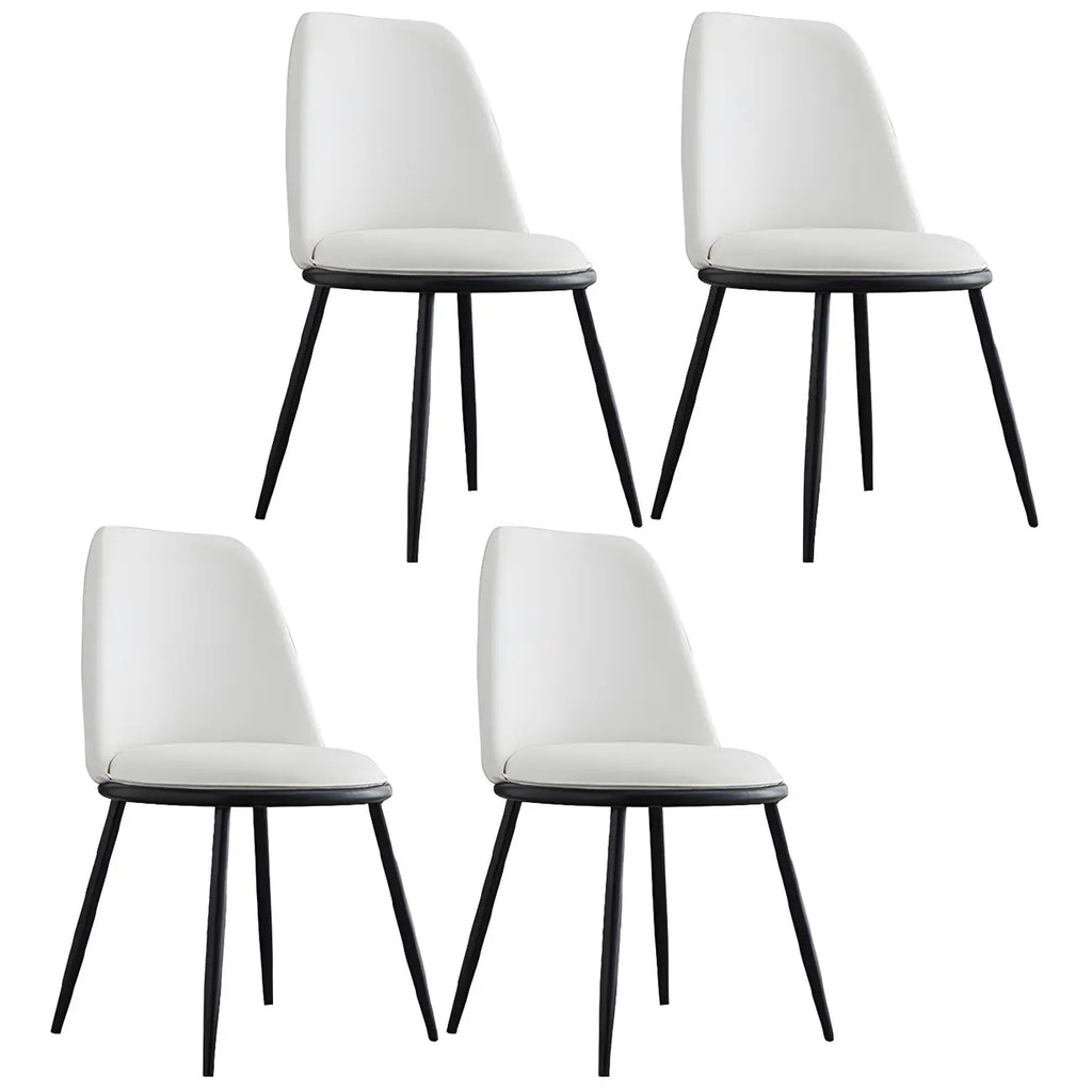 Glam Scandinavian Leather Armless Dining Chairs Metal Frame