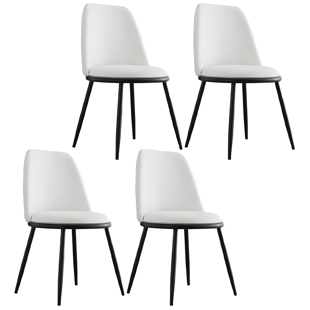 Glam Scandinavian Leather Armless Dining Chairs Metal Frame