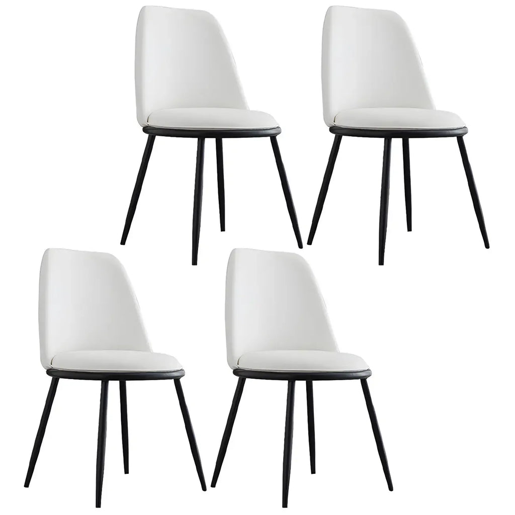 Glam Scandinavian Leather Armless Dining Chairs Metal Frame