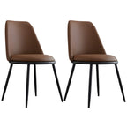 Glam Scandinavian Leather Armless Dining Chairs Metal Frame