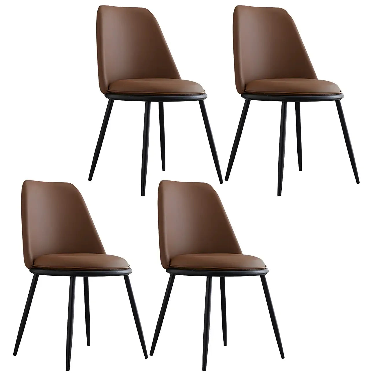 Glam Scandinavian Leather Armless Dining Chairs Metal Frame