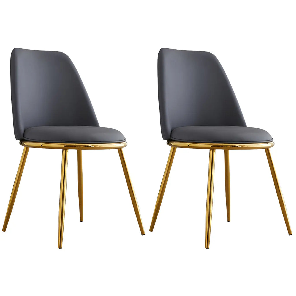 Glam Scandinavian Leather Armless Dining Chairs Metal Frame