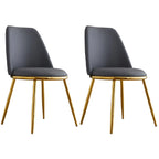 Glam Scandinavian Leather Armless Dining Chairs Metal Frame