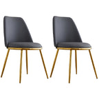 Glam Scandinavian Leather Armless Dining Chairs Metal Frame