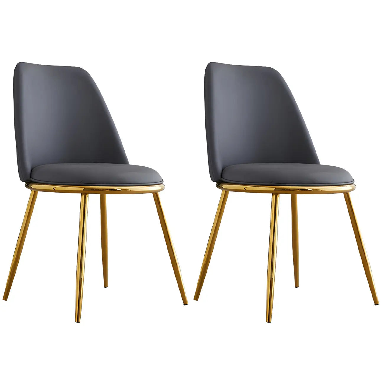 Glam Scandinavian Leather Armless Dining Chairs Metal Frame