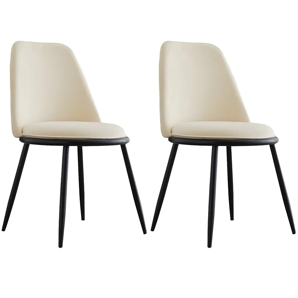 Glam Scandinavian Leather Armless Dining Chairs Metal Frame