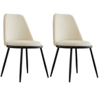Glam Scandinavian Leather Armless Dining Chairs Metal Frame