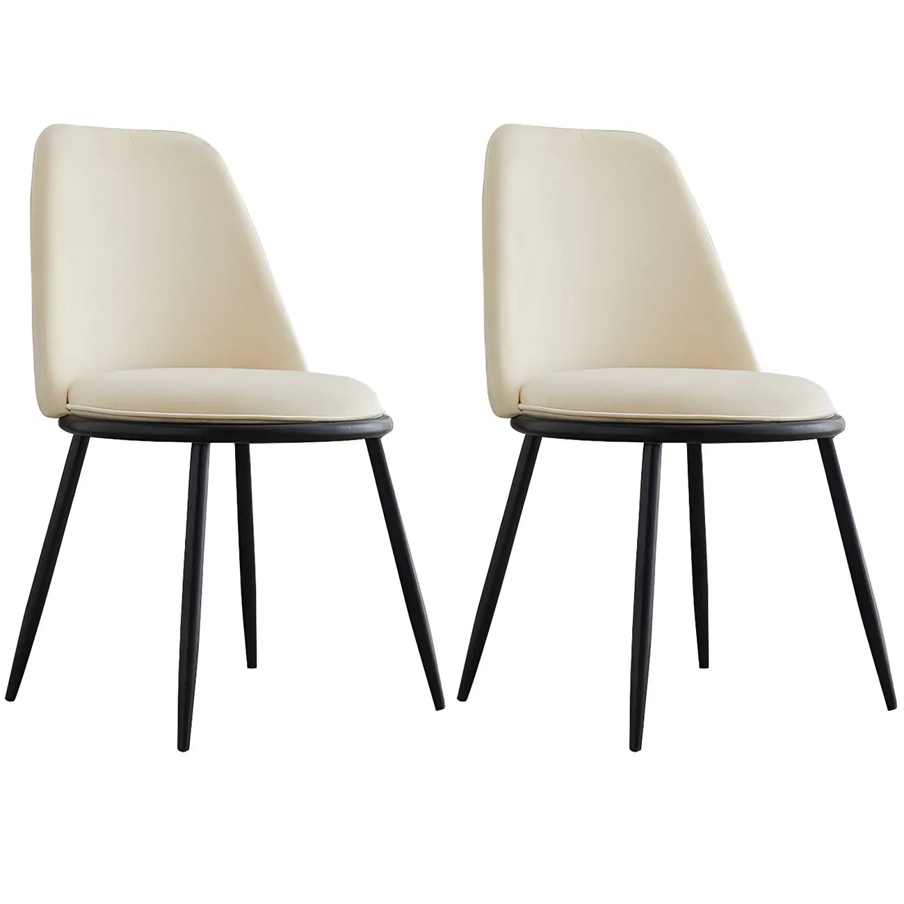 Glam Scandinavian Leather Armless Dining Chairs Metal Frame