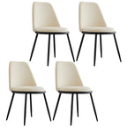 Glam Scandinavian Leather Armless Dining Chairs Metal Frame