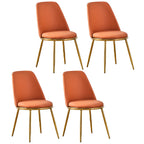 Glam Scandinavian Leather Armless Dining Chairs Metal Frame