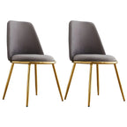 Glam Scandinavian Leather Armless Dining Chairs Metal Frame