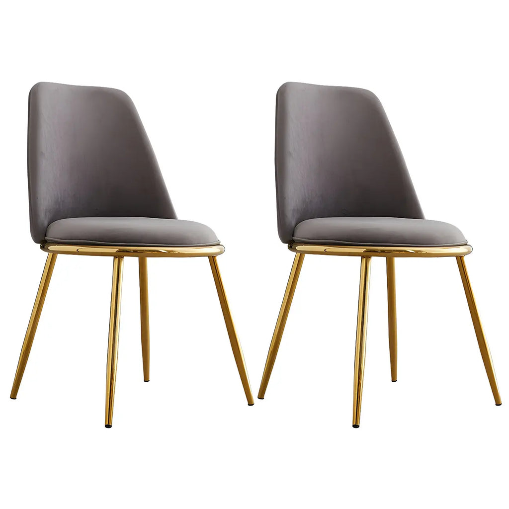 Glam Scandinavian Leather Armless Dining Chairs Metal Frame