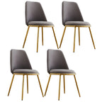 Glam Scandinavian Leather Armless Dining Chairs Metal Frame