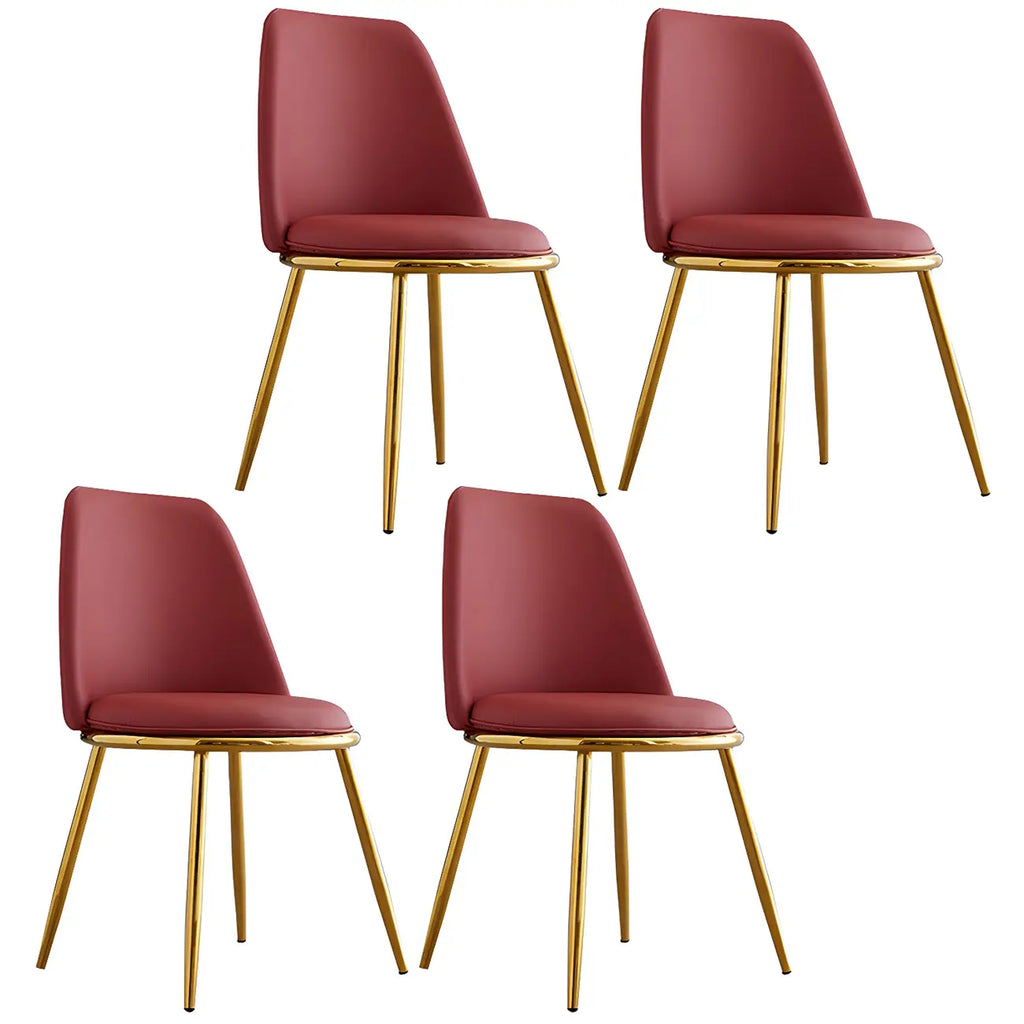 Glam Scandinavian Leather Armless Dining Chairs Metal Frame
