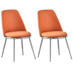 Glam Scandinavian Leather Armless Dining Chairs Metal Frame