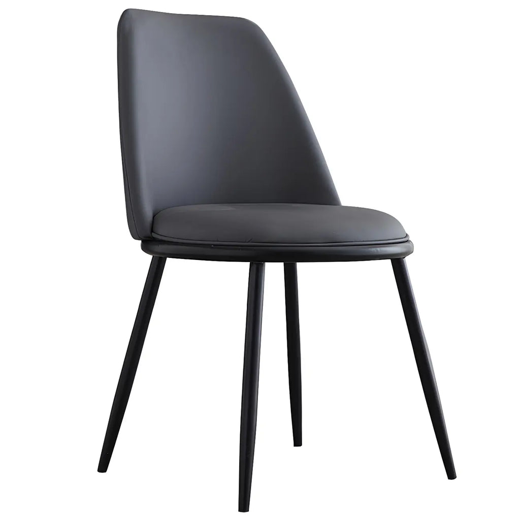 Glam Scandinavian Leather Armless Dining Chairs Metal Frame