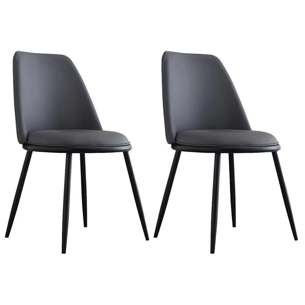Glam Scandinavian Leather Armless Dining Chairs Metal Frame