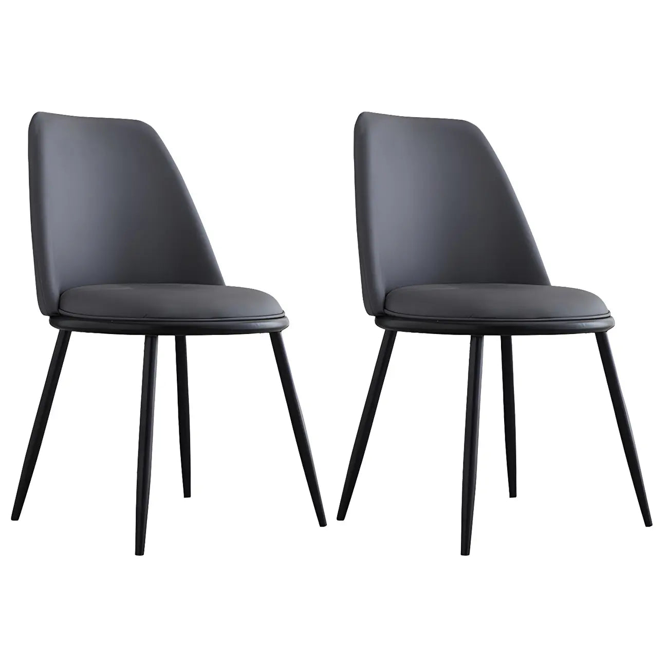 Glam Scandinavian Leather Armless Dining Chairs Metal Frame