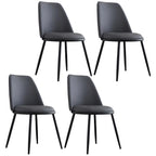 Glam Scandinavian Leather Armless Dining Chairs Metal Frame