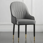 Contemporary Leather Armrest Dining Chair Curved Back