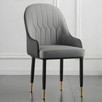 Contemporary Leather Armrest Dining Chair Curved Back