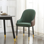 Contemporary Leather Armrest Dining Chair Curved Back