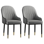 Contemporary Leather Armrest Dining Chair Curved Back