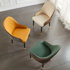 Contemporary Leather Armrest Dining Chair Curved Back