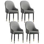 Contemporary Leather Armrest Dining Chair Curved Back