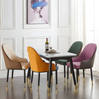 Contemporary Leather Armrest Dining Chair Curved Back