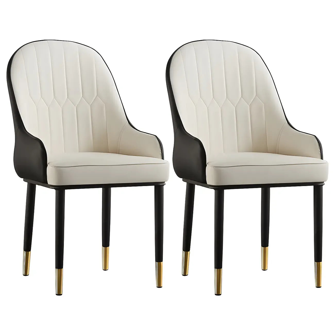 Contemporary Leather Armrest Dining Chair Curved Back