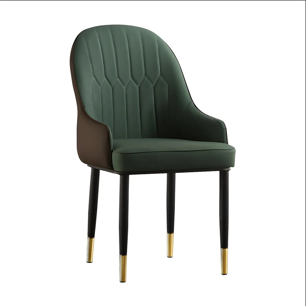 Contemporary Leather Armrest Dining Chair Curved Back