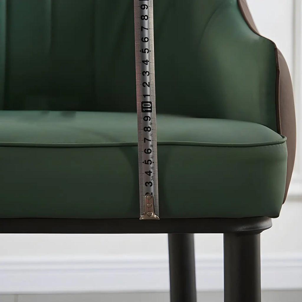 Contemporary Leather Armrest Dining Chair Curved Back