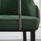 Contemporary Leather Armrest Dining Chair Curved Back