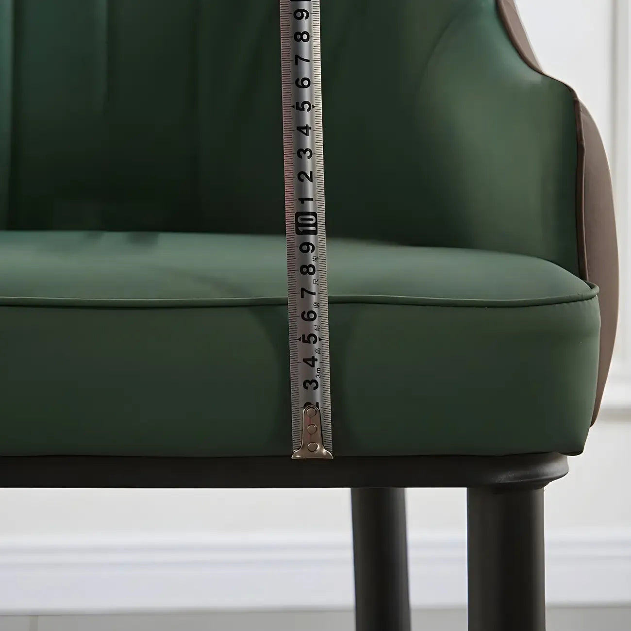 Contemporary Leather Armrest Dining Chair Curved Back