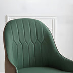 Contemporary Leather Armrest Dining Chair Curved Back
