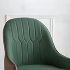 Contemporary Leather Armrest Dining Chair Curved Back
