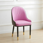 Contemporary Leather Armrest Dining Chair Curved Back