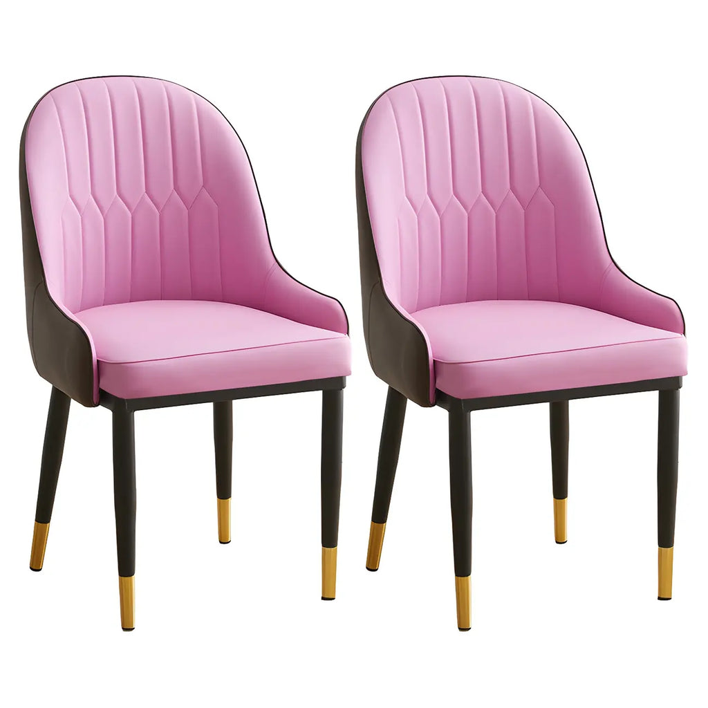 Contemporary Leather Armrest Dining Chair Curved Back