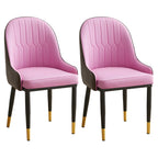 Contemporary Leather Armrest Dining Chair Curved Back