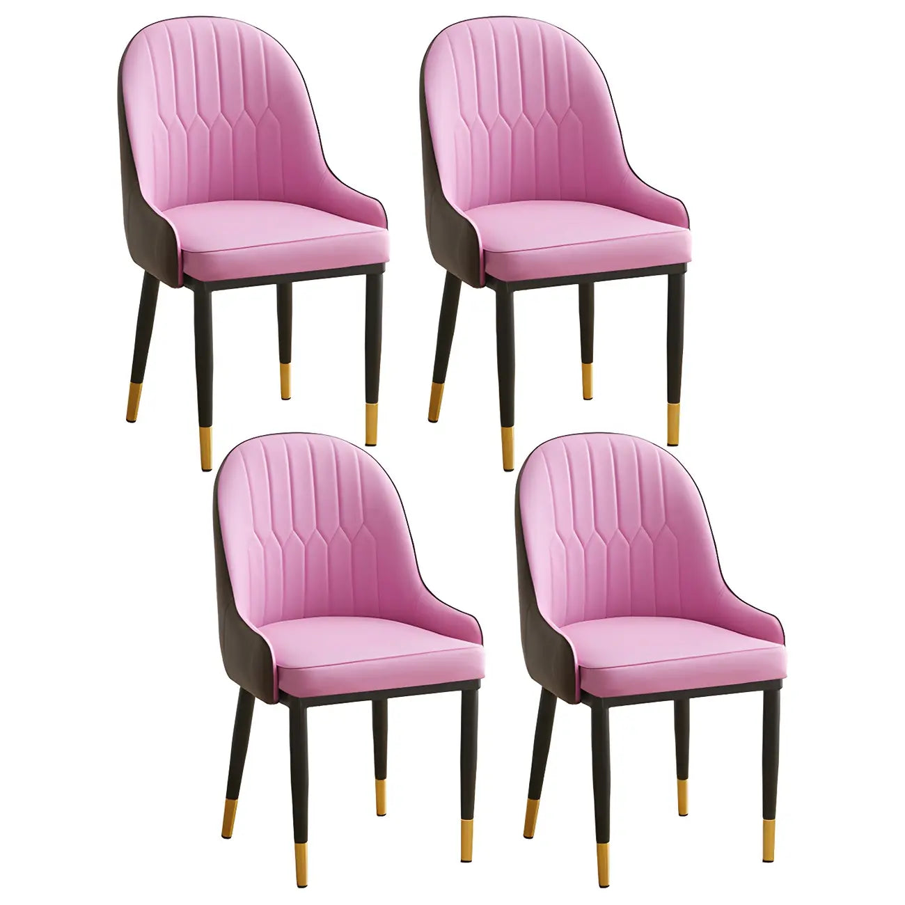 Contemporary Leather Armrest Dining Chair Curved Back