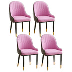 Contemporary Leather Armrest Dining Chair Curved Back